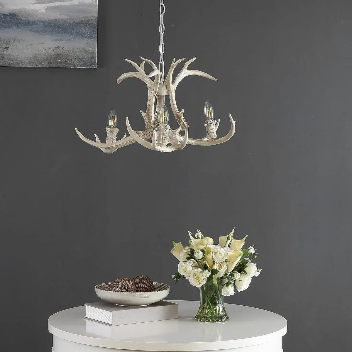 Faux Antler White Candelabra Branch Chandelier - Clowas