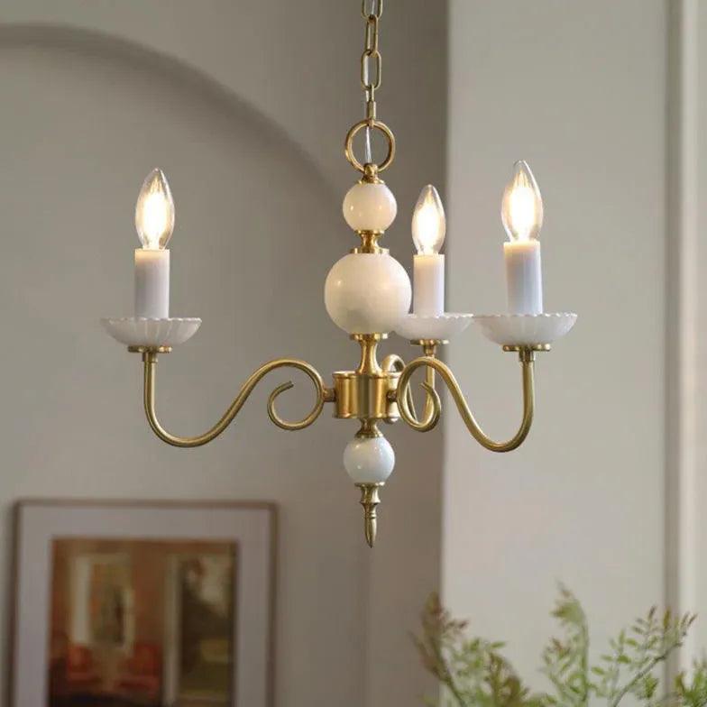 Ceramic Candle Holder Golden Vintage Chandelier - Clowas