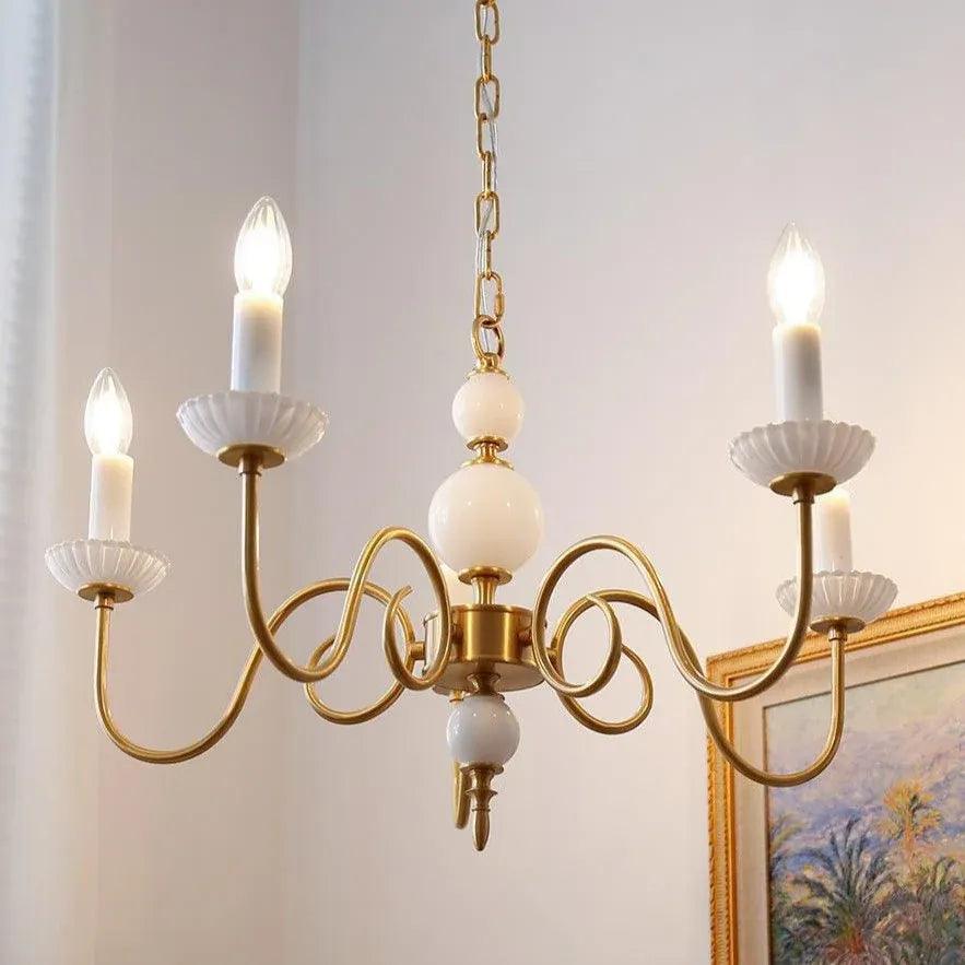 Ceramic Candle Holder Golden Vintage Chandelier - Clowas