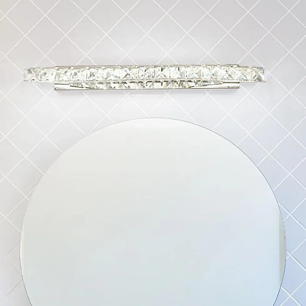 Silver Crystal Linear Bathroom Mirror Lights - Clowas