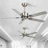 Silver Five-Blade Metallic Industrial Ceiling Fan - Clowas