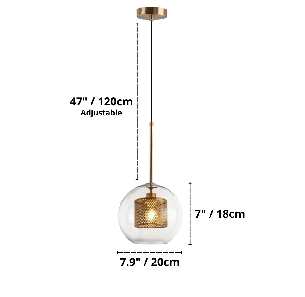 Industrial Glass Light Pendants with Round Spheres