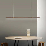 Slender Cylinder Dining Room Wooden Pendant Light - Clowas