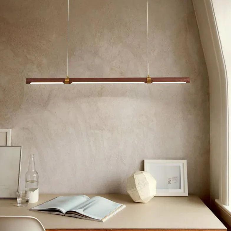 Slender Cylinder Dining Room Wooden Pendant Light - Clowas