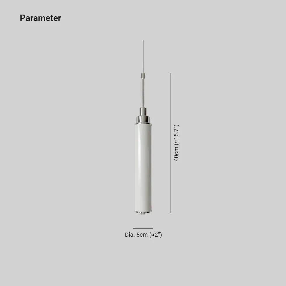 Slender Cylindrical Living Room White Pendant Light - Clowas