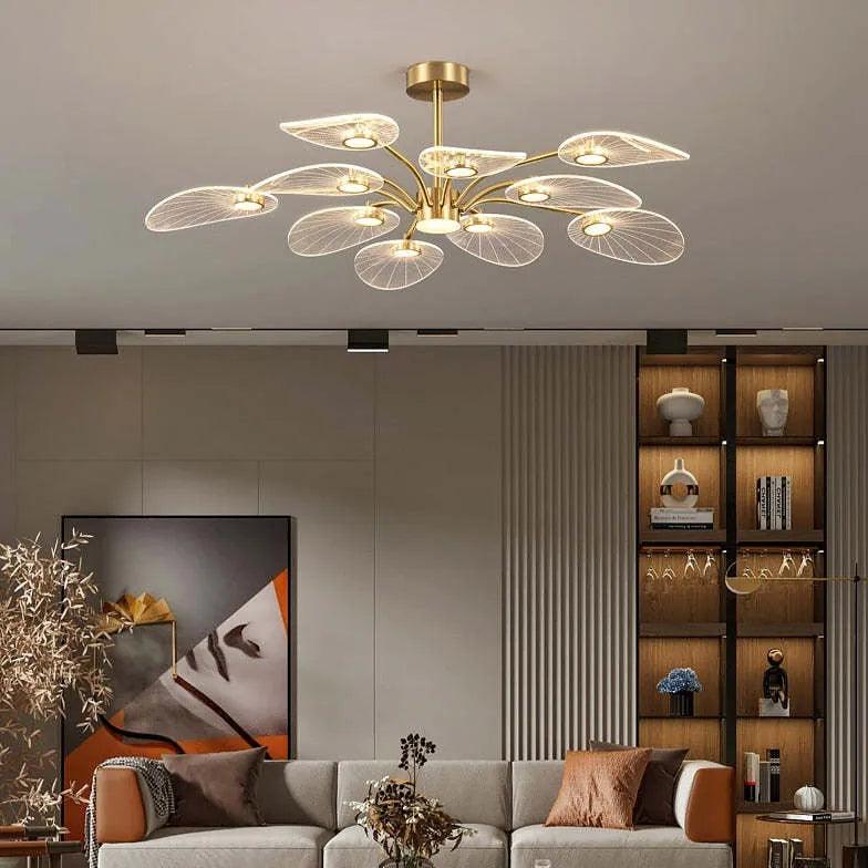 Slender Lotus Leaf Gold LED Pendant Light - Clowas