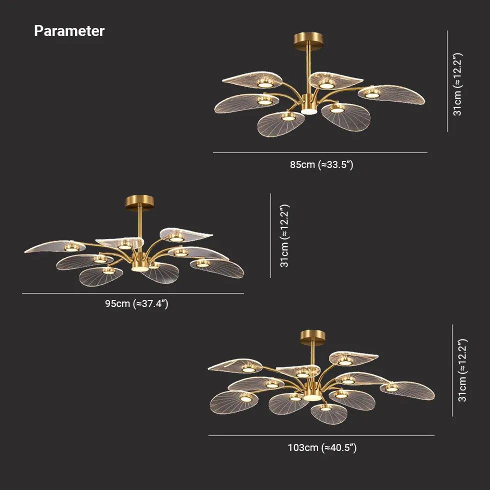 Slender Lotus Leaf Gold LED Pendant Light - Clowas