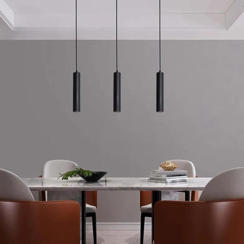 Slender Tubular Shape Modern Black Pendant Light - Clowas