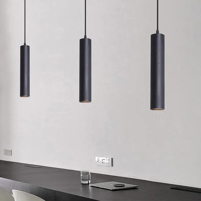 Slender Tubular Shape Modern Black Pendant Light - Clowas