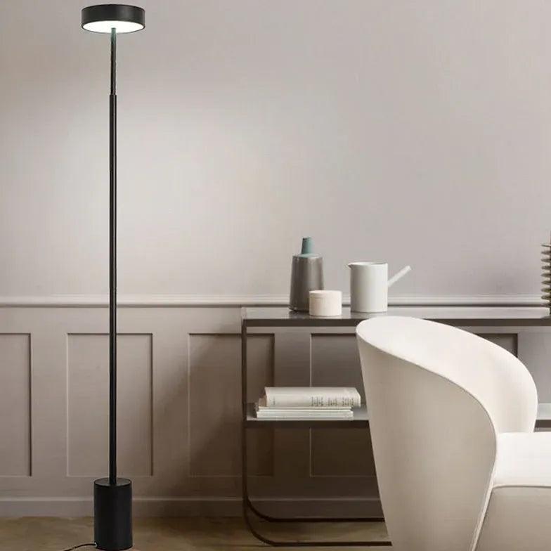 Slim Round Black Minimalist Floor Lamp - Clowas