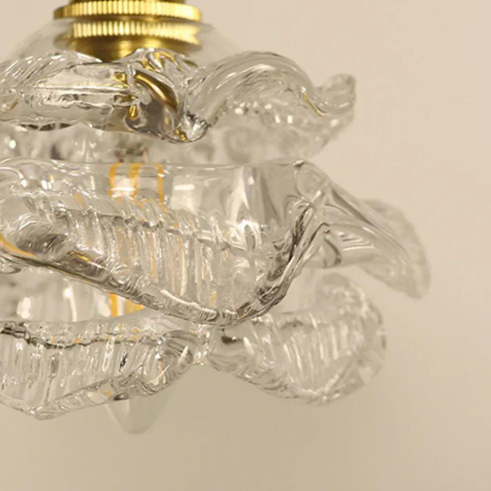 Small Transparent Glass Flower Modern Pendant Light - Clowas