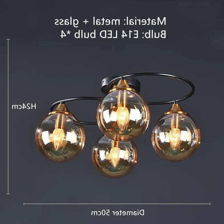 Smoked Industrial Glass Flush Ceiling Lights - Clowas