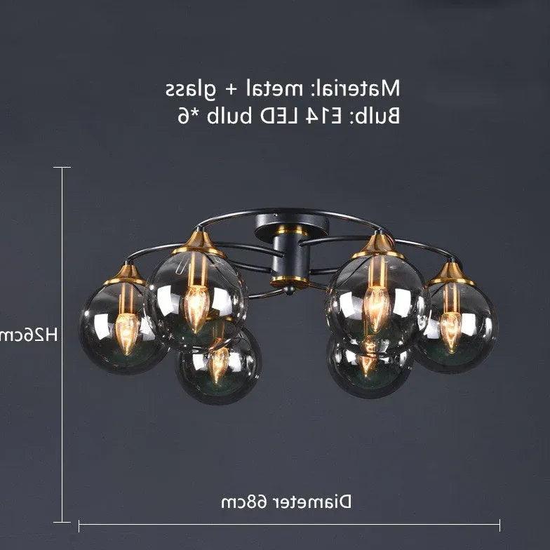 Smoked Industrial Glass Flush Ceiling Lights - Clowas