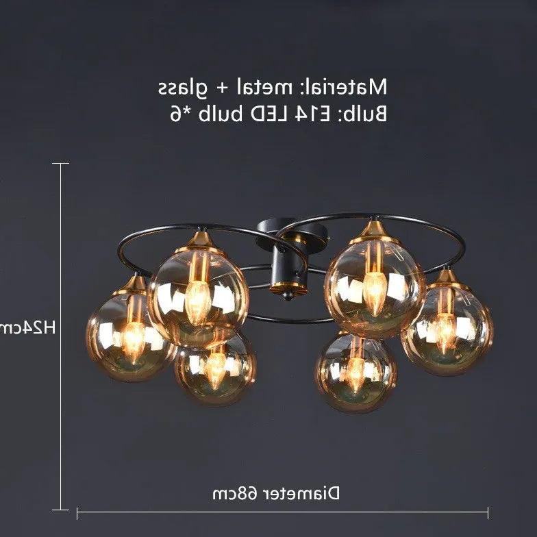 Smoked Industrial Glass Flush Ceiling Lights - Clowas
