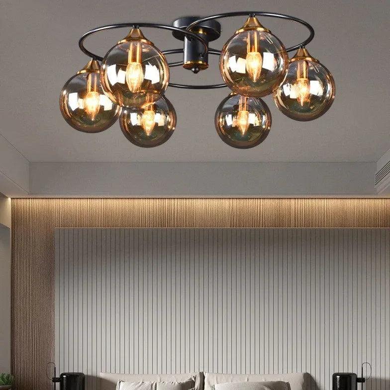 Smoked Industrial Glass Flush Ceiling Lights - Clowas