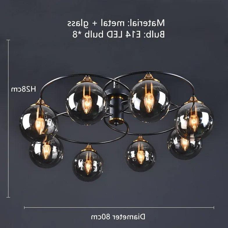 Smoked Industrial Glass Flush Ceiling Lights - Clowas