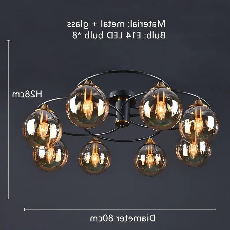 Smoked Industrial Glass Flush Ceiling Lights - Clowas