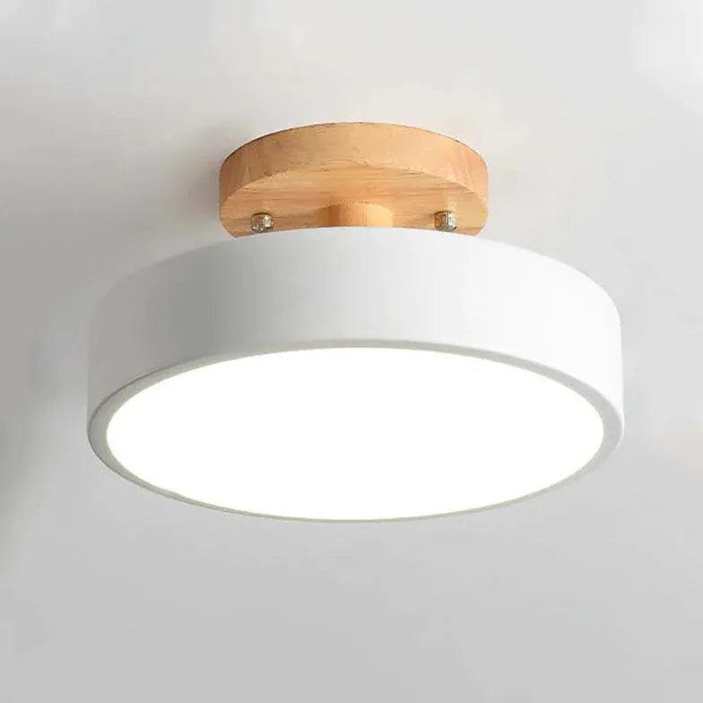 Soft Light Lampshade Wooden Flush Ceiling Light - Clowas
