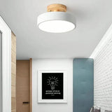 Soft Light Lampshade Wooden Flush Ceiling Light - Clowas