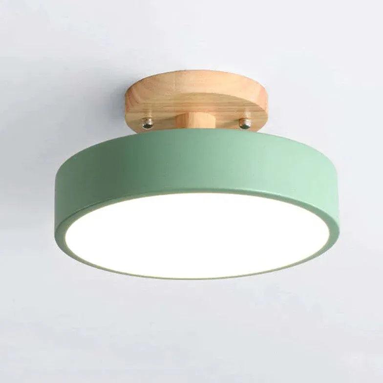 Soft Light Lampshade Wooden Flush Ceiling Light - Clowas