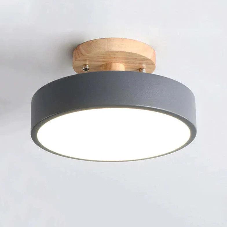 Soft Light Lampshade Wooden Flush Ceiling Light - Clowas