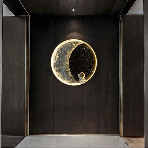 Space Black And White Round Decorative LED Wall Lamp - Clowas