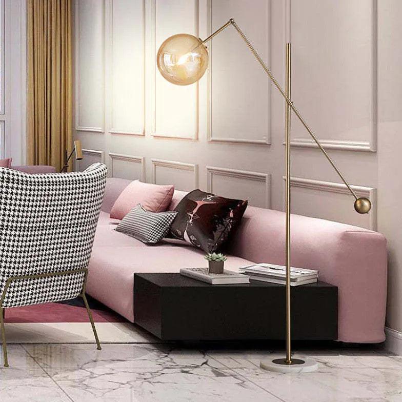 Sphere Long-Arm Minimalist Metal Floor Lamp - Clowas