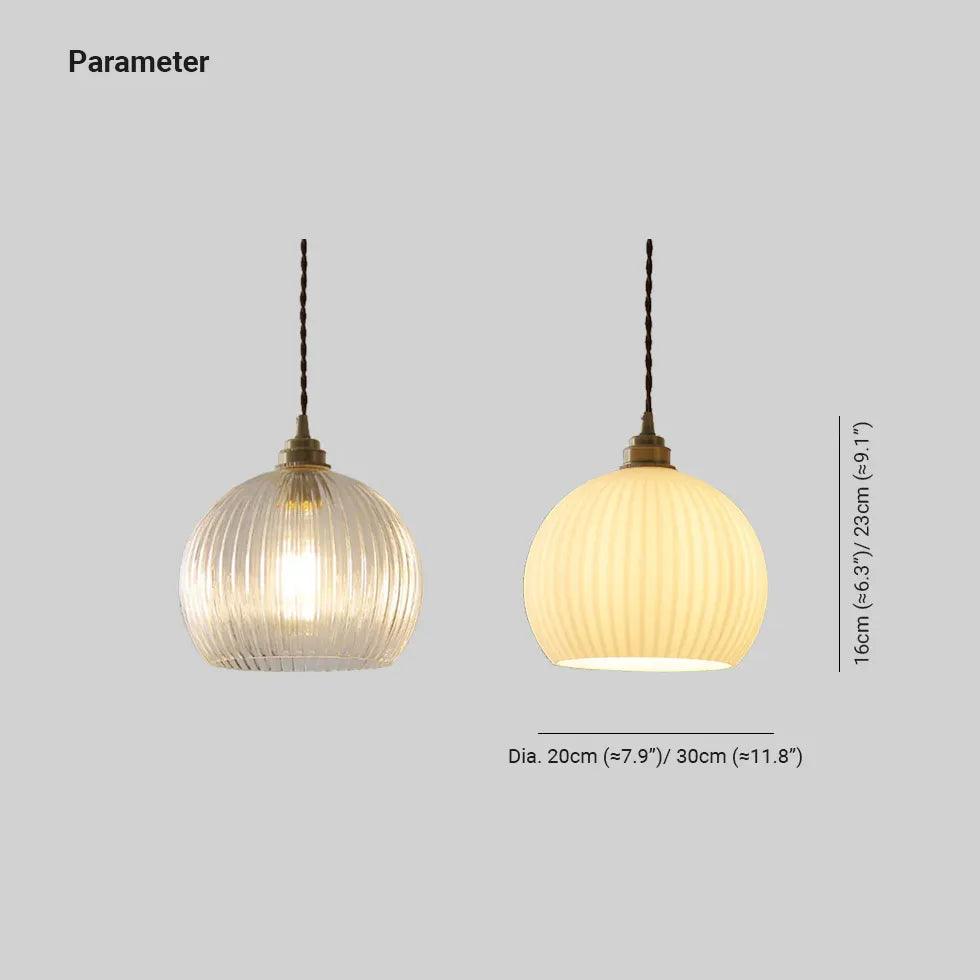 Spherical Glass Striped Minimalist Pendant Light - Clowas