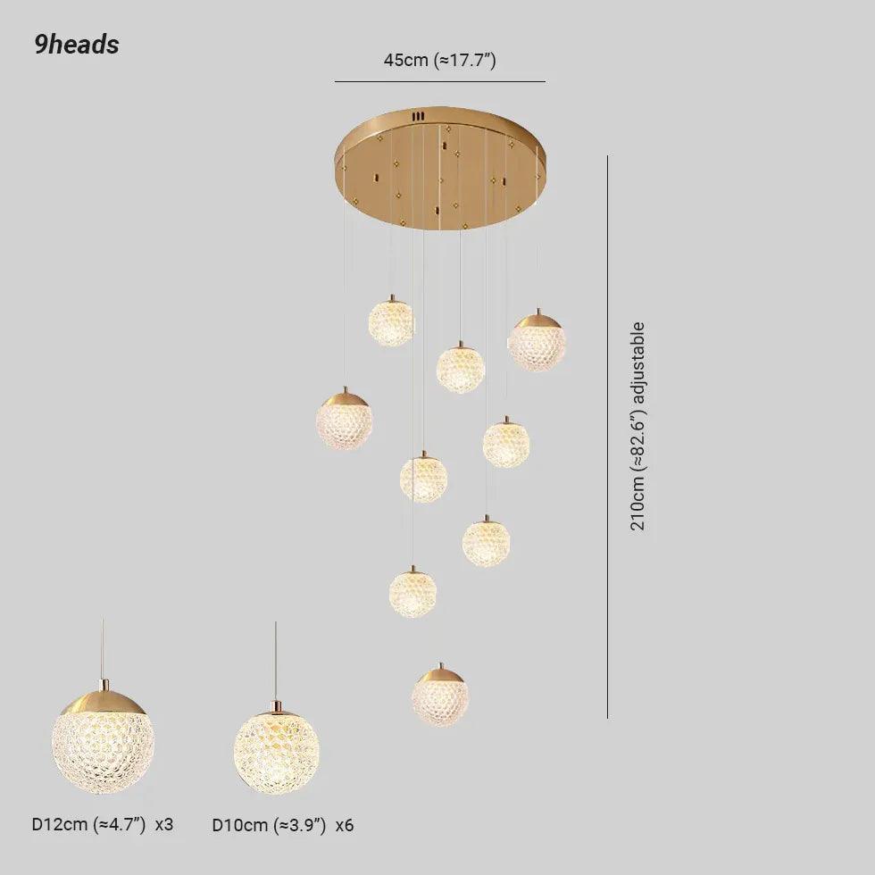 Spherical Multi-Head Luxury Hall Pendant Light - Clowas