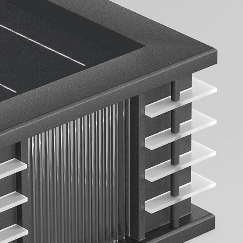 Square Black Solar Outdoor Pillar Lights - Clowas