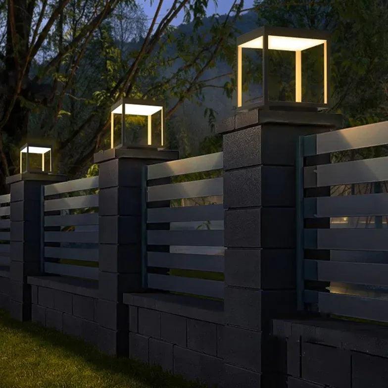 Square Framework Solar Modern Outdoor Pillar Lights - Clowas