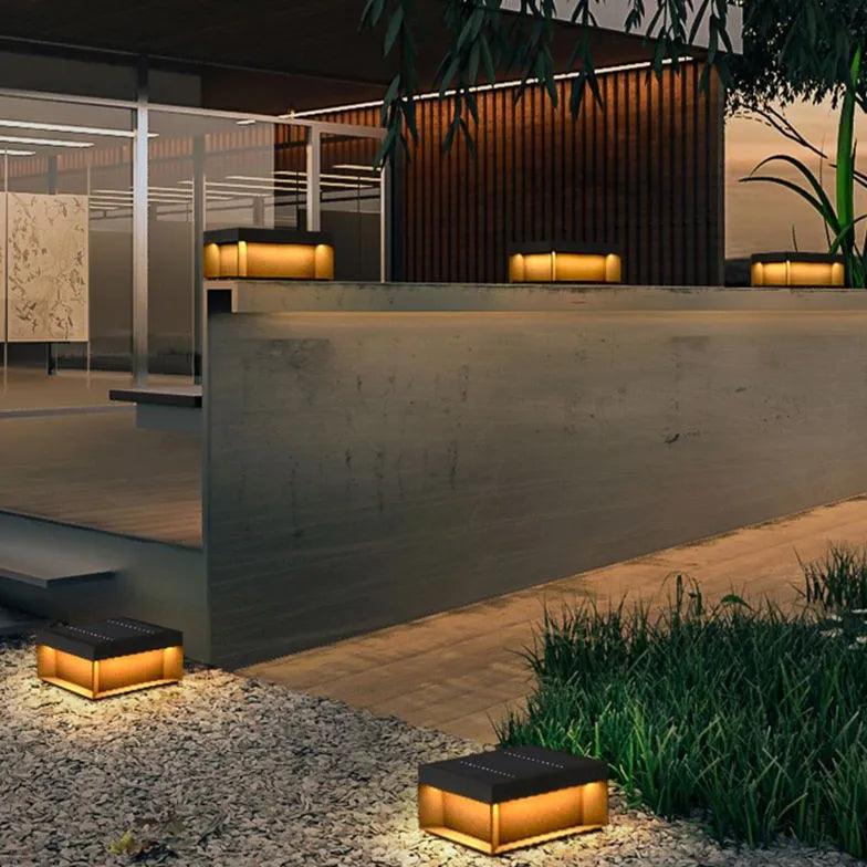 Square Modern Black Outdoor Pillar Lights - Clowas