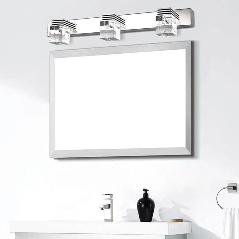 Square Silver Crystal Bathroom Mirror Lights - Clowas