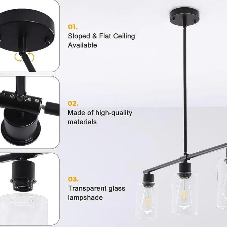 Square Transparent Black Industrial Chandelier - Clowas