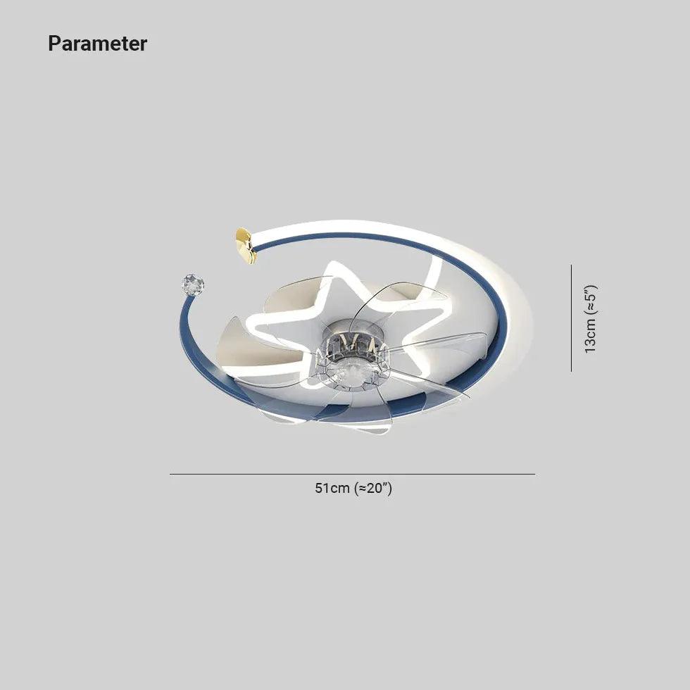 Star Ring Bedroom Ceiling Fan With Light - Clowas