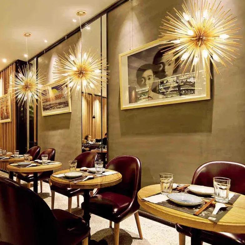 Star-Shaped Long Needle Gold Modern Chandelier - Clowas