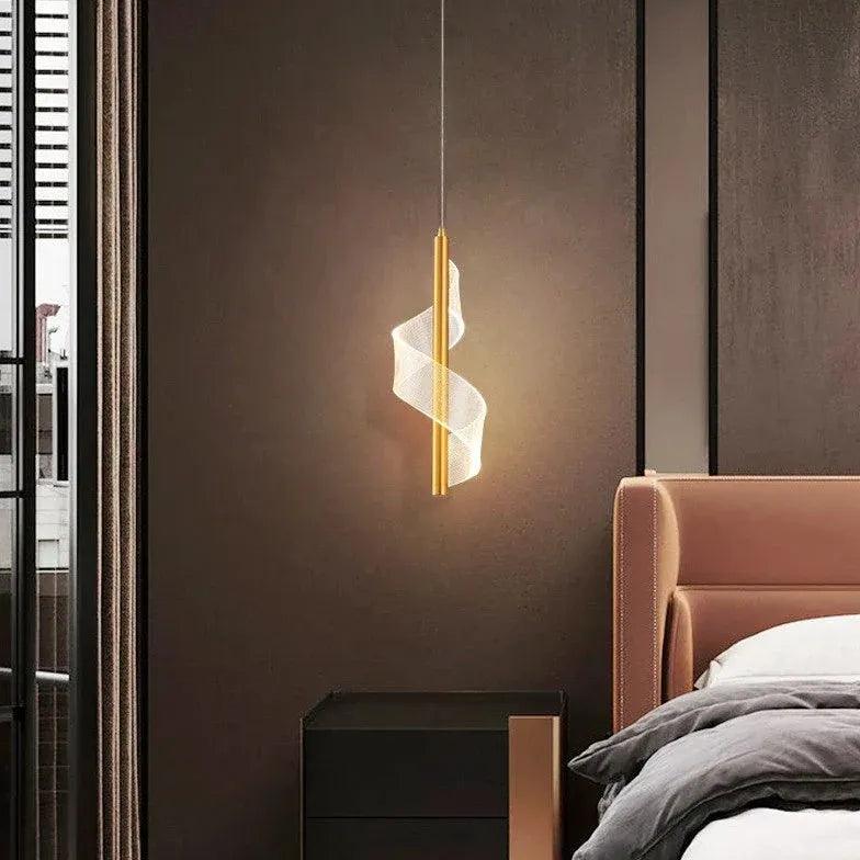 Streamline Spiral Bedroom Gold Pendant Light - Clowas