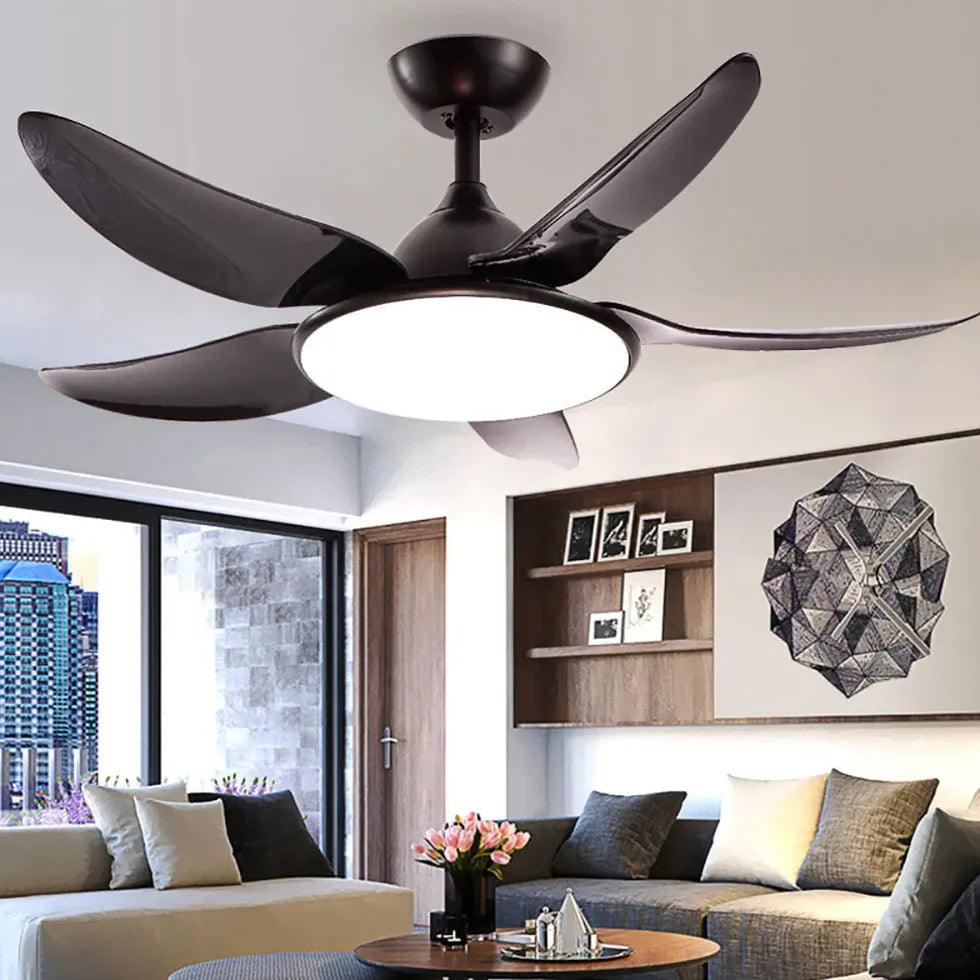 Streamlined White Modern Living Room Fan Light - Clowas