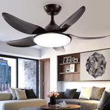 Streamlined White Modern Living Room Fan Light - Clowas