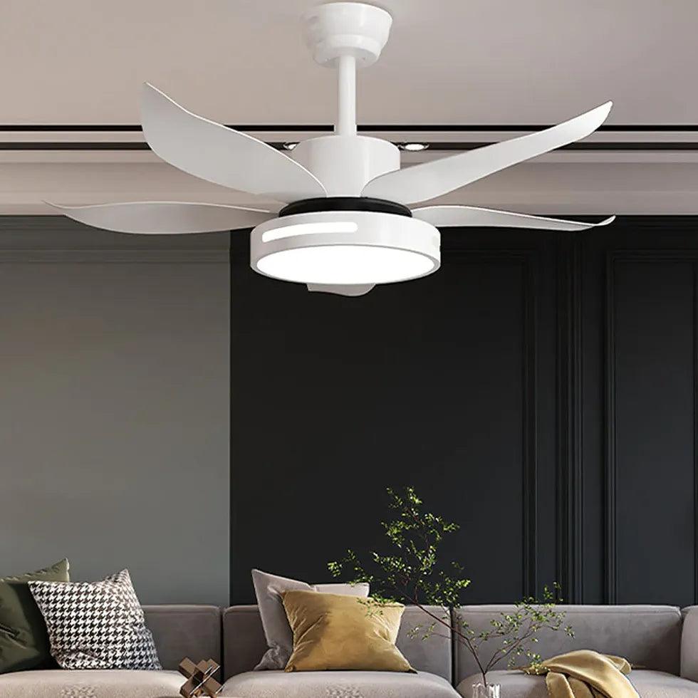 Streamlined White Modern Restaurant Ceiling Fan Light - Clowas
