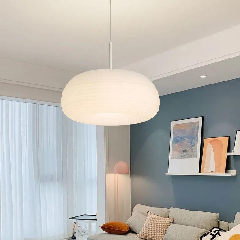 White Round Lampshade Modern Pendant Light - Clowas