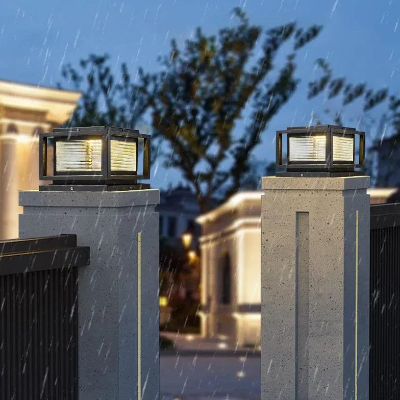 Outdoor Brass Solar Column Brick Pillar Lights