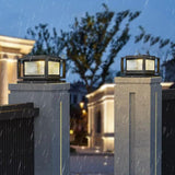 Outdoor Brass Solar Column Brick Pillar Lights