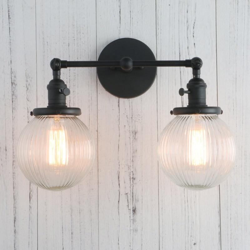 Textured Glass Double Bulb Design Wall Light