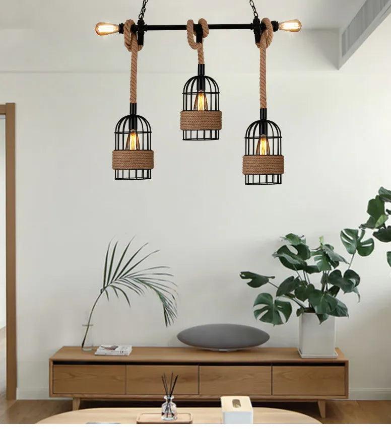 Retro Rope Birdcage Industrial Hanging Pendant Light