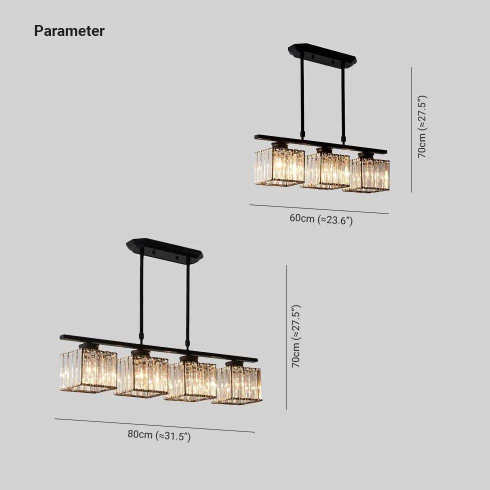Three-Head Cube Crystal Modern Pendant Light - Clowas