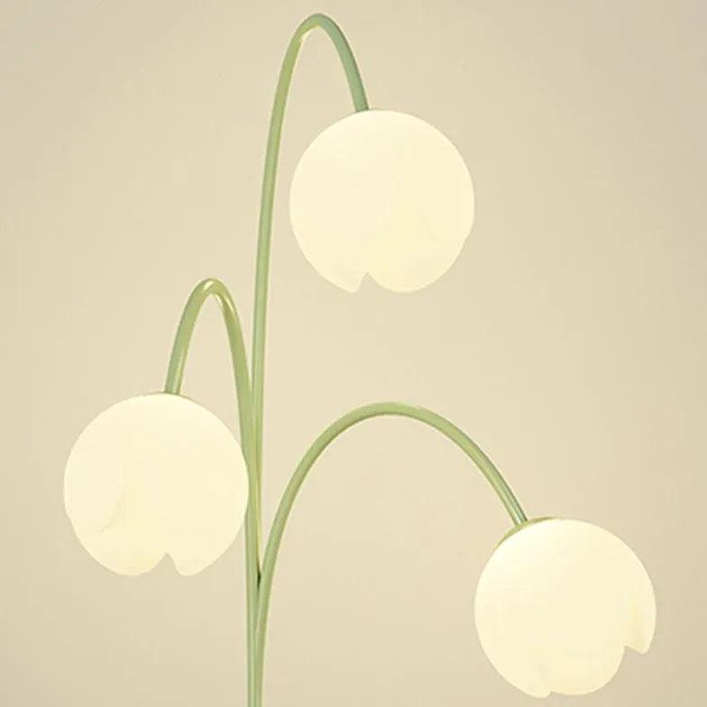 Three-Head White Flower Green Floor Lamp - Clowas