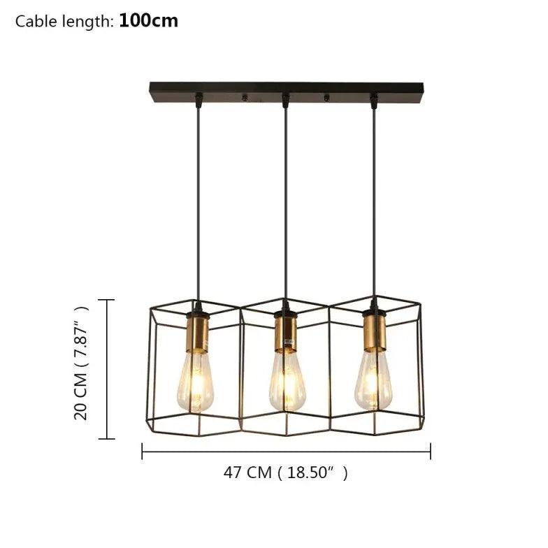 Three-Light Hexagonal Shade Black Industrial Pendant Light - Clowas