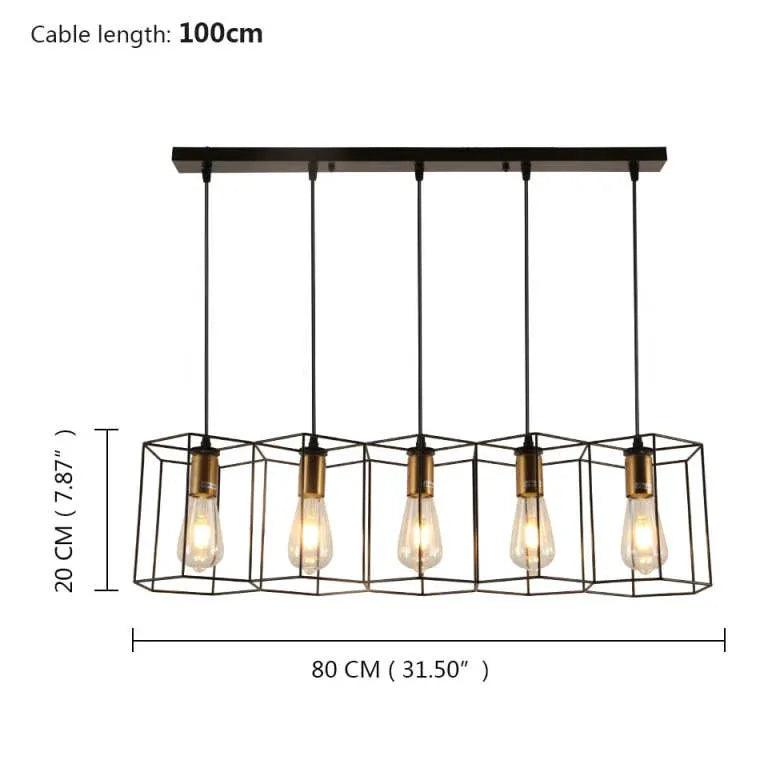 Three-Light Hexagonal Shade Black Industrial Pendant Light - Clowas