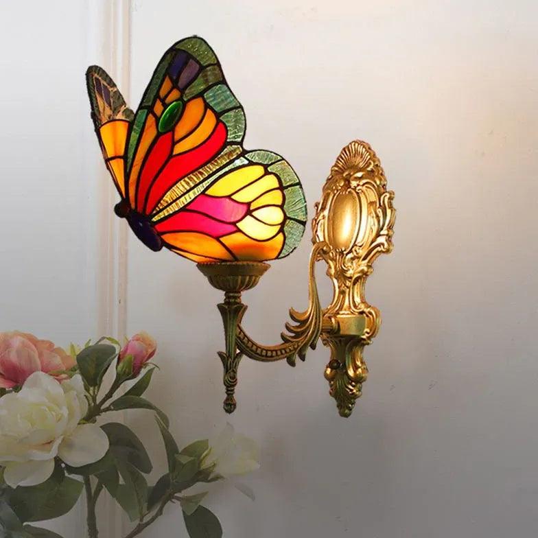Tiffany Wall Sconce Butterfly Glass - Clowas